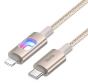 Кабель Hoco "U144TIG" TC-IP динамический RGB-индикатор нейлоновая оплетка 27W длина 1,2м золото