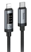 Кабель Hoco "U148TIB" TC-IP динамический RGB-индикатор нейлоновая оплетка 27W длина 1,2м черный