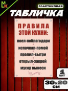 Пластиковая табличка TPS 021 "Правила кухни" толщина 3 мм 30*20 см