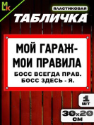 Пластиковая табличка TPS 026 "Мой гараж" толщина 3 мм 30*20 см