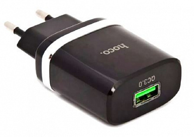 ЗУ сетевое "Hoco C12Q" черное QC3.0 USB-A 18W