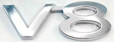 Шильдик автомобильный SHKP V8 №3 S серебрянный пластик
