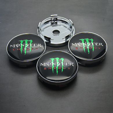 Колпачки на ступицу Monster Energy NZDK 049 черные пластик металл 4 шт.