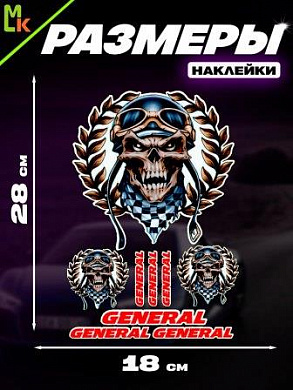 Комплект наклеек PKTZ-127 "Череп 127" светоотражающие 28*18см