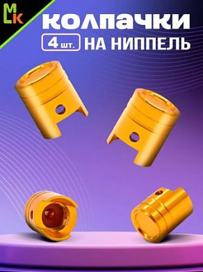 Колпачки на вентиль KNV 030-2 "Поршень золото" комплект 4 шт.