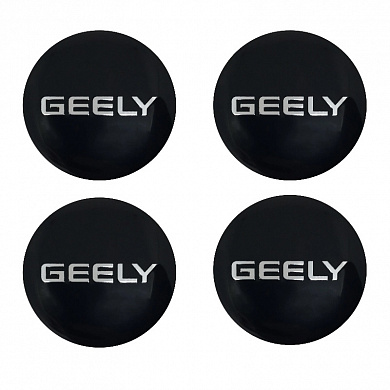 Наклейки на диски Джили / Geely NZD 077 черные металлические 4 шт