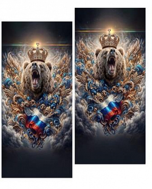 Наклейка виниловая матовая на стойку двери авто SDA 003 "Медведь Россия" 20*50см