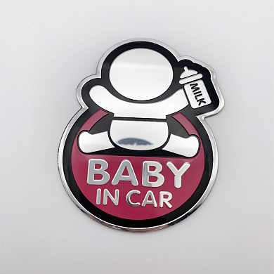 Шильдик SHK 063-01 "Baby in car" розовый металлический 75*100 мм