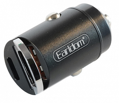 Зарядное устройство в прикуриватель Earldom ES-CC3 20W USB выход + USB- C черный