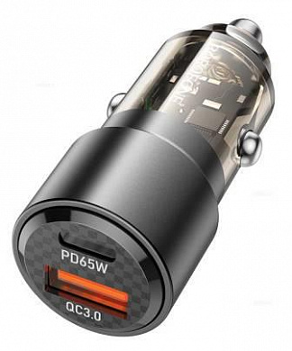 ЗУ-прикуриватель "Borofon BZ20A" Type-С+USB, быстрая зарядка 83W, PD65W + QC 3.0, черный